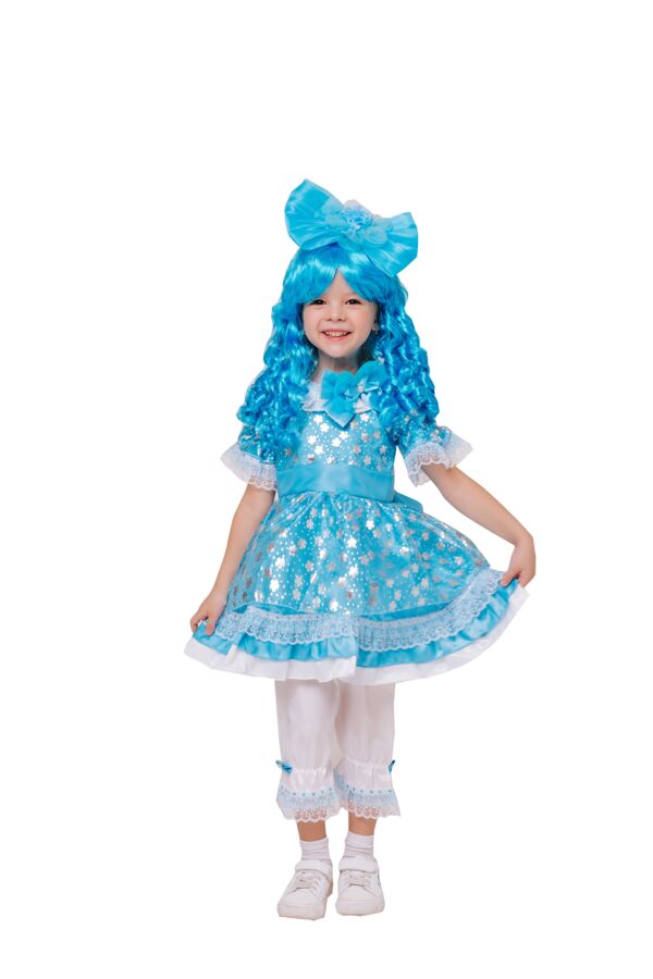 2000 к-18 Костюм Кукла Мальвина (платье, парик, панталоны, обруч) размер 110-56