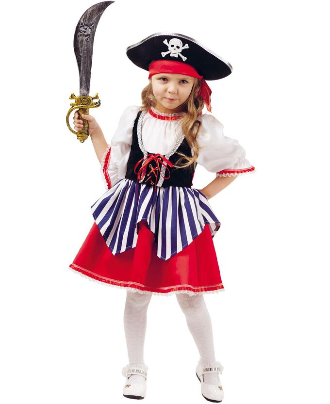 2005 к-18 Костюм Пиратка Сейди (платье, бандана, шляпа, сабля)  размер 128-64