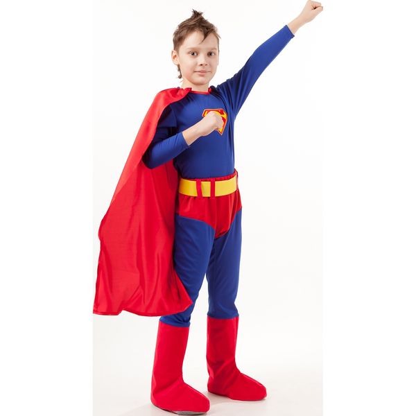 2009 к-18 Карнавальный костюм Супер Человек (рубашка с плащом, трико с сапогами) размер 134-68