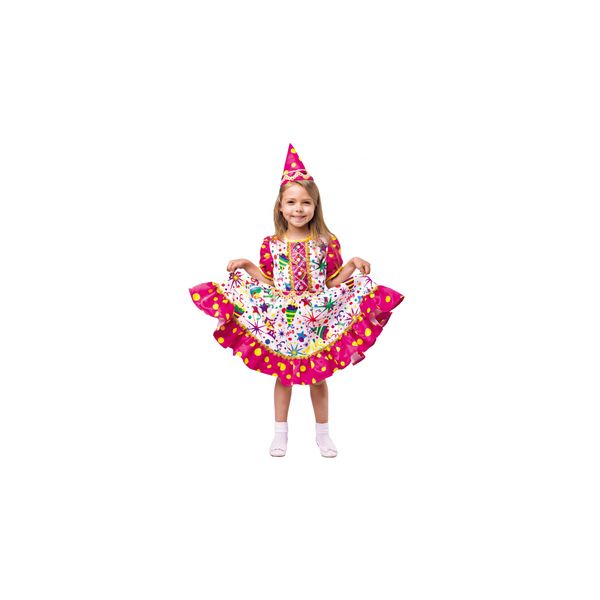 1042 к-18 Карнавальный костюм Хлопушка (платье, колпачок) размер 122-64 (Вид 1)