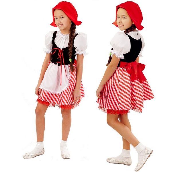 2001 к-18 Карнавальный костюм Красная Шапочка (платье, шапочка) размер 122-64