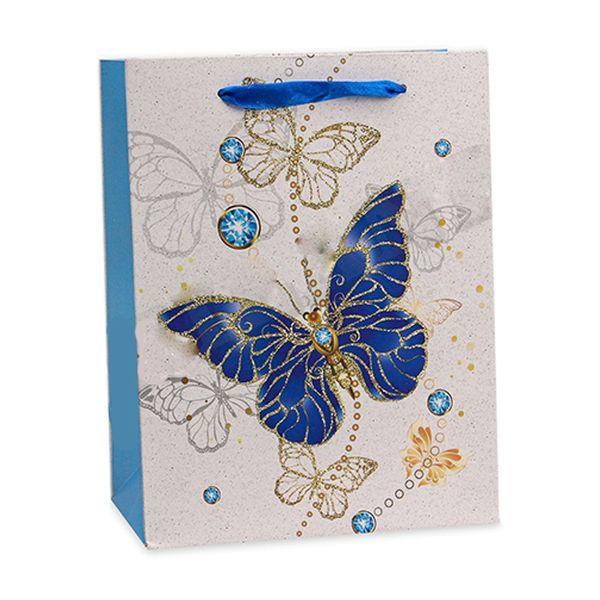 Dream cards Пакет подарочный с мат. лам. и глиттером 42х31х12см (XL) Прелестные бабочки,210г ПП-4209