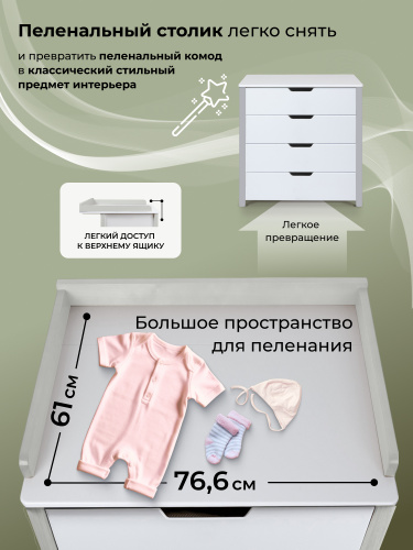 Пеленальный комод Sweet Baby Perfetto Белый/Серый (Вид 4)