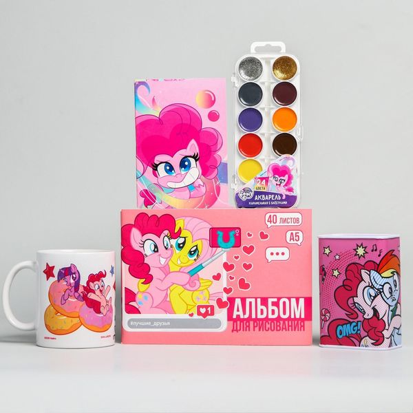 Подарочный набор My little pony: кружка, альбом, акварель, блокнот, копилка.   6533793 (Вид 3)