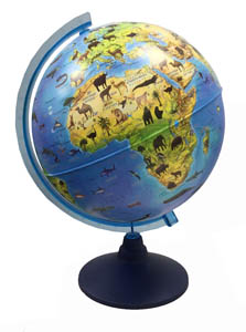 Глобус зоогеографический (Детский) 25см на синей подставке (Ке012500269)