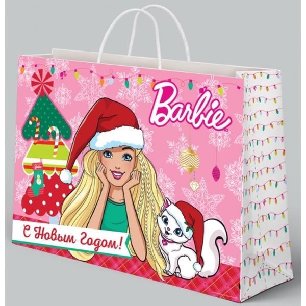 Веселый праздник. Barbie. С Новым Годом! Пакет подарочный 46х61х20см, бум., в пак. уп-12шт в кор.6уп (Вид 1)