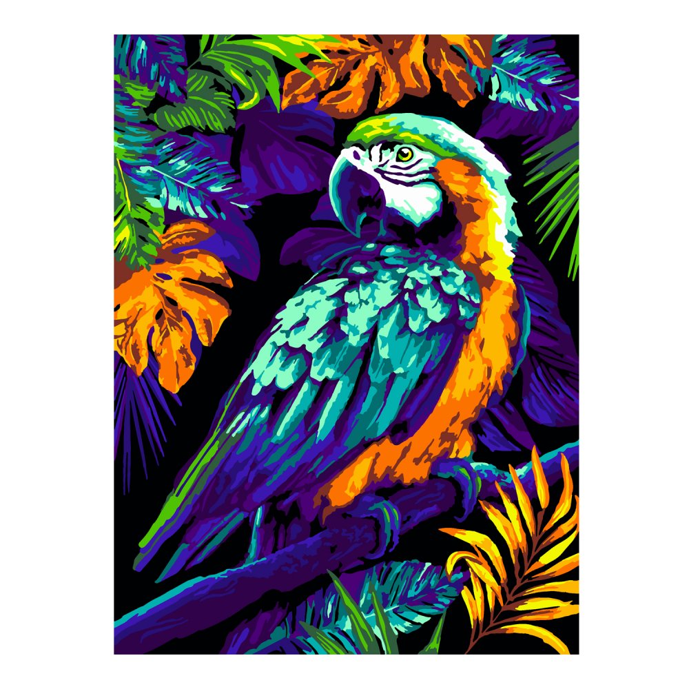 Кпн-289 Картина по номерам на картоне 28,5*38 см Яркий попугай (Вид 2)