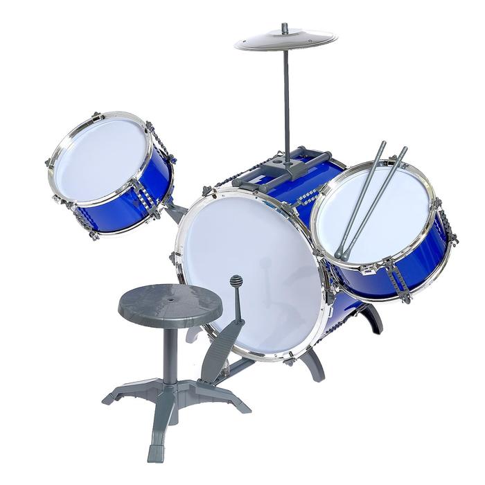 Барабанная установка Тамбурин, 3 барабана, тарелка, палочки, стульчик, МИКС   5246448 (Вид 4)