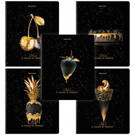 Тетрадь А5 48л. BRAUBERG скоба, клетка, матовая ламинация, фольга, (микс в спайке), 404370