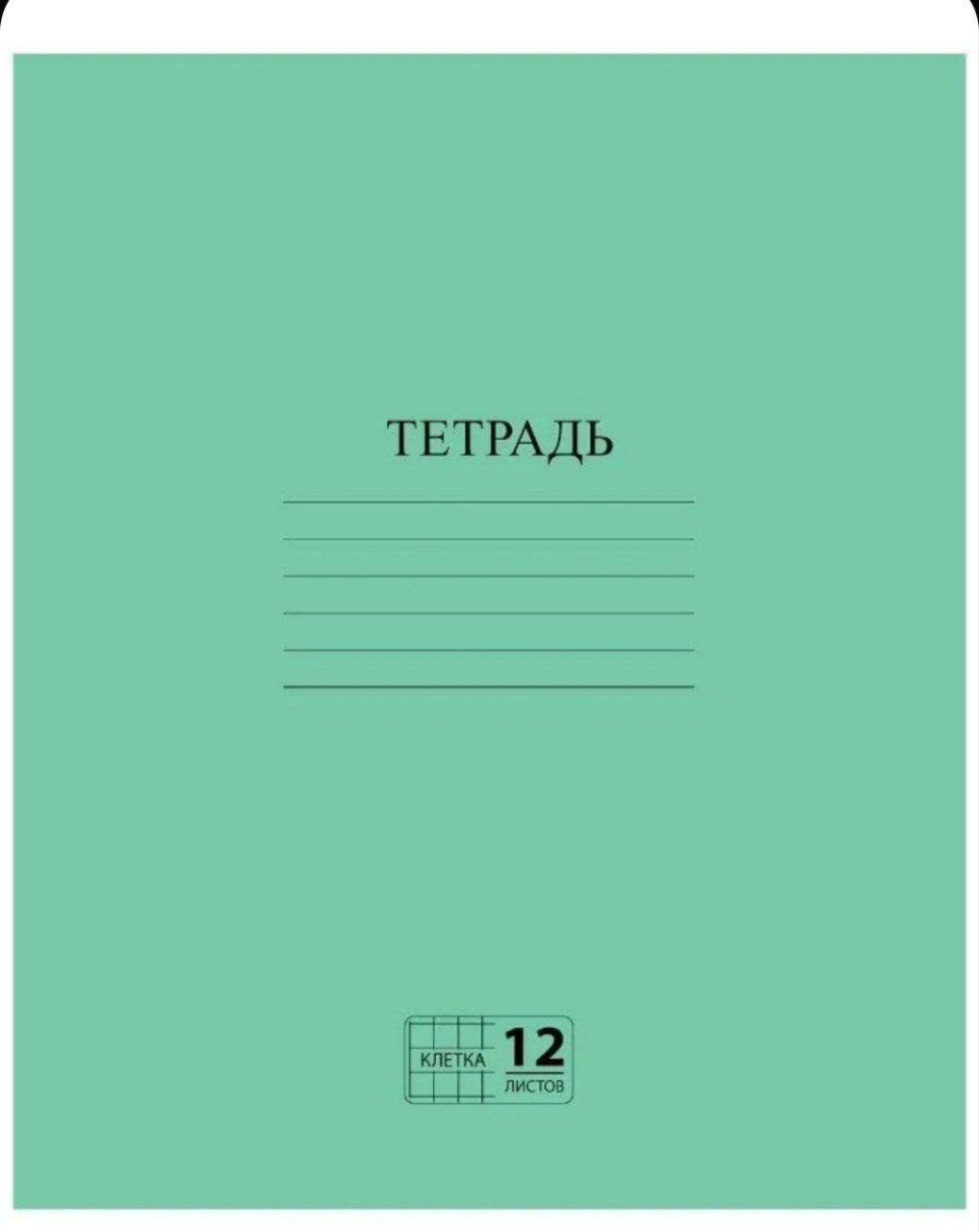 Тетрадь ЗЕЛЁНАЯ обложка 12 л., клетка с полями, офсет №2 ЭКОНОМ, ПИФАГОР, 104984