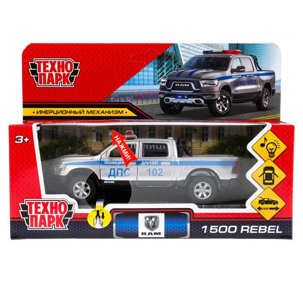 Машина металл свет-звук DODGE RAM ПОЛИЦИЯ 13 см, двер, баг, ин, серебр, кор. Технопарк RAM1500-13SLP