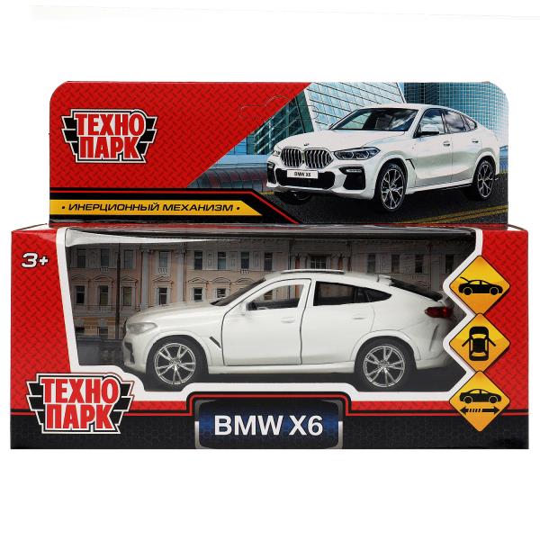 Машина металл BMW X6 длина 12 см, двери, багаж, инер, белый, кор. Технопарк X6-12-WH (Вид 1)