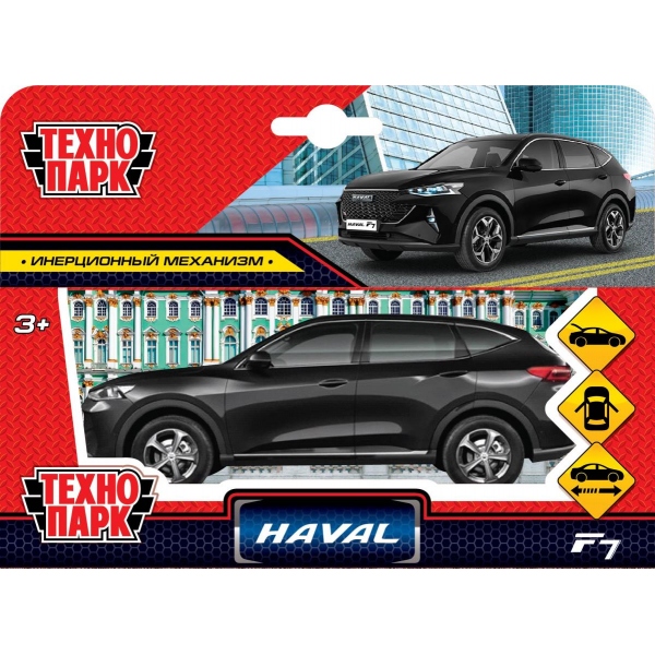 Машина металл HAVAL haval f7, длина 12 см, дв, багаж, инер, черный, в кор. Технопарк F7-12-BK-WOD  (Вид 2)