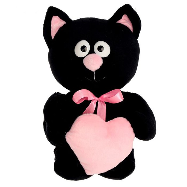 Котик с сердцем черный Princess Love Символ года 2023
