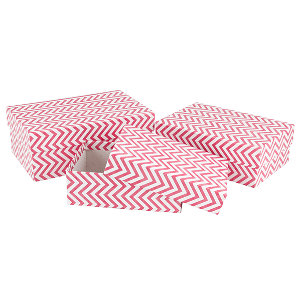 Наборы прямоугольных коробок  3 в 1 Розовый павлин ( 19 х 12 х 7,5 - 15 х 10 х 5 см) ПП-3008