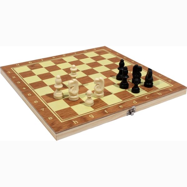 Шахматы деревянные (поле 34 см) фигуры из пластика P00041 М