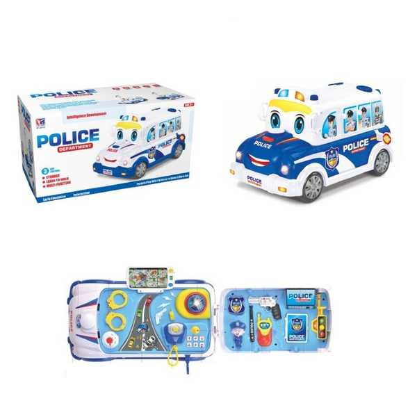 Машинка-каталка с игр. набором Полиция (наручники, пистолет, дор.знаки, значок, дубинка, рация) , в 