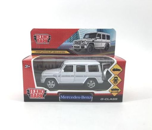 Машина металл MERCEDES-BENZ G-CLASS 12 см, двери, багажн, белый, кор. Технопарк в кор.2*36шт
