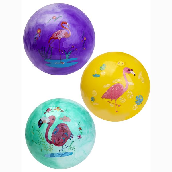 Мяч с фламинго цвет микс, 25 см, 70 гр.