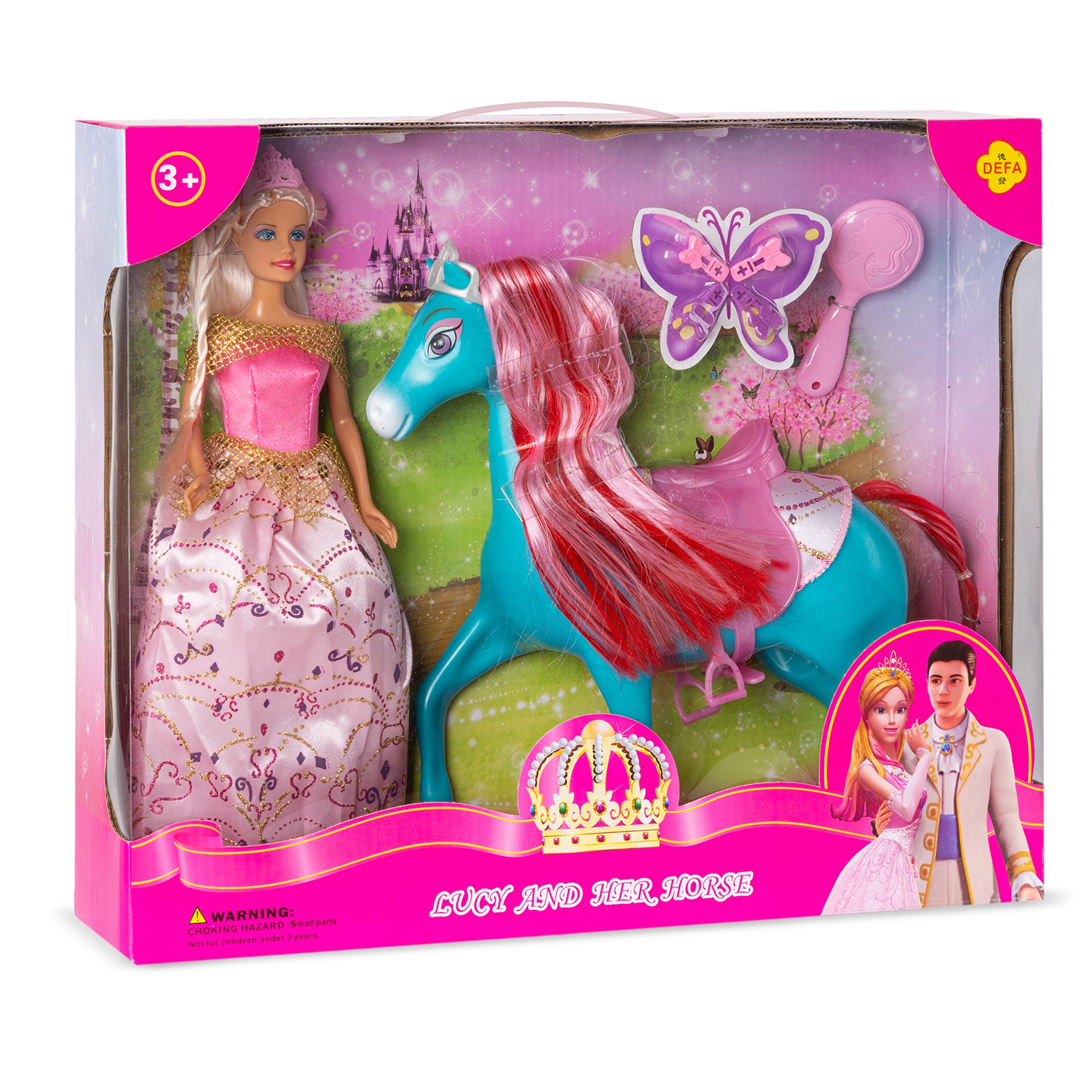 Кукла DEFA Lucy Принцесса с лошадкой (в комплекте лошадь, заколки и расческа)