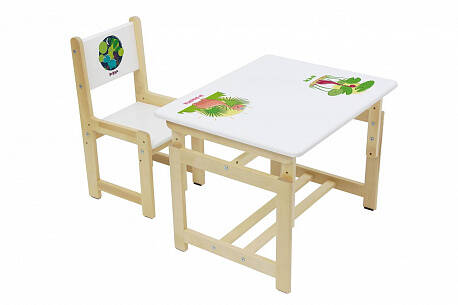 Комплект растущей детской мебели Polini kids Eco 400 SM, Дино 2, 68х55 см, белый-натуральный (Вид 1)