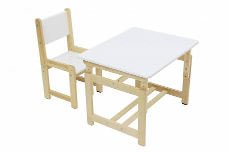Комплект растущей детской мебели Polini kids Eco 400 SM, 68х55 см, белый-натуральный (Вид 1)