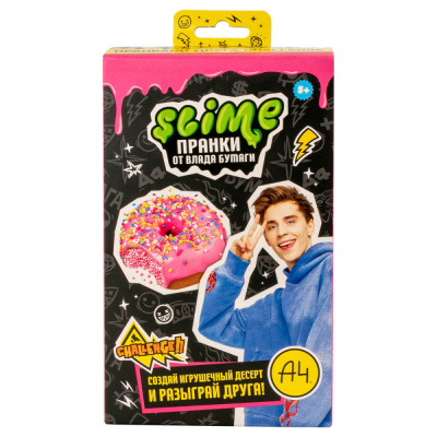 Слайм Slime Лаборатория Пранк Влад А4 Десерт пончик, 130г