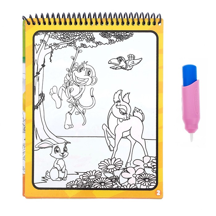 Книжка для рисования водой Изучаем животных с водным маркером 4387498 (Вид 3)