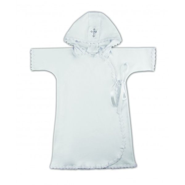 К2.7 Крестильная рубашка с запахом с капюшоном (белый) р.68 (Вид 1)