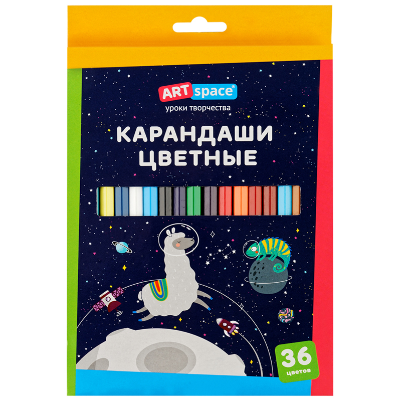 Карандаши цветные ArtSpace Космонавты, 36цв., заточен., картон, европодвес (Вид 1)