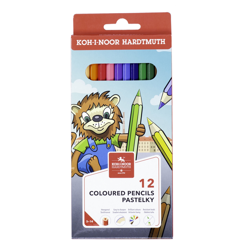 Карандаши цветные Koh-I-Noor Lion, 12цв., заточен., картон, европодвес