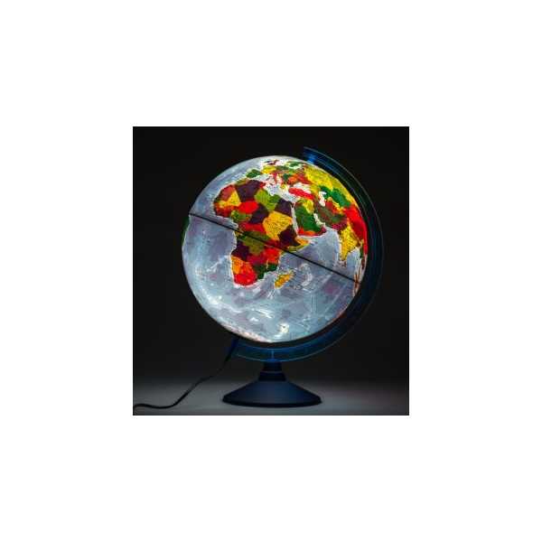 Глобус Земли физико-политический рельефный с подсветкой, D-250 мм (Вид 1)
