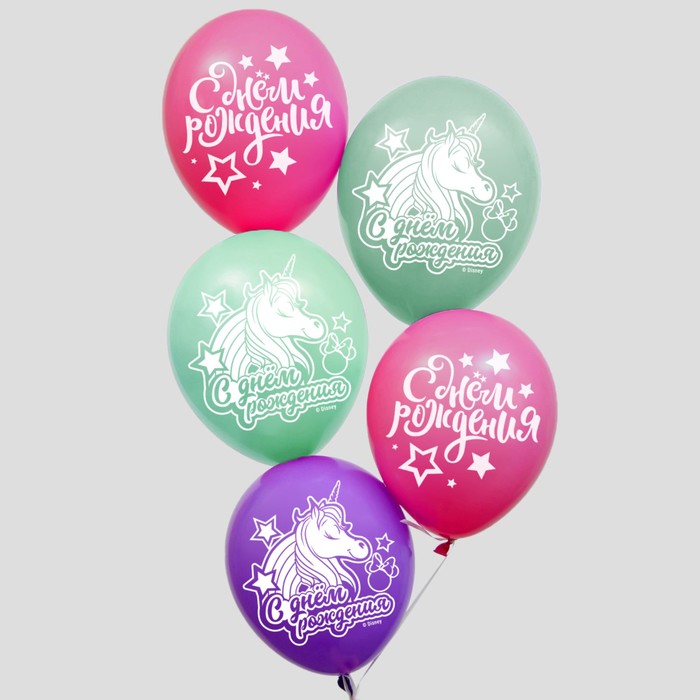 Воздушные шары С Днем Рождения, Минни Маус (набор 5 шт) 12 дюйм 4822761 (Вид 1)