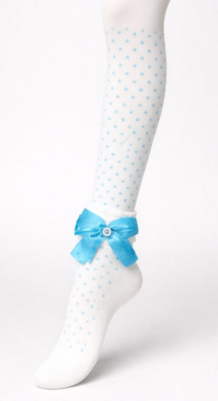 31-0005 Колготки детские, р-р 3-4года  , белые с голубым бантом