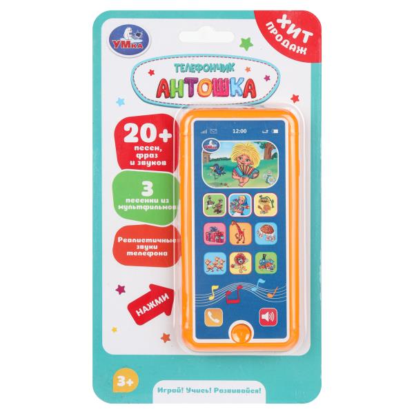 Музыкальный телефончик антошка 20 песен,звуков. на блист. УмкаHT1418-R2