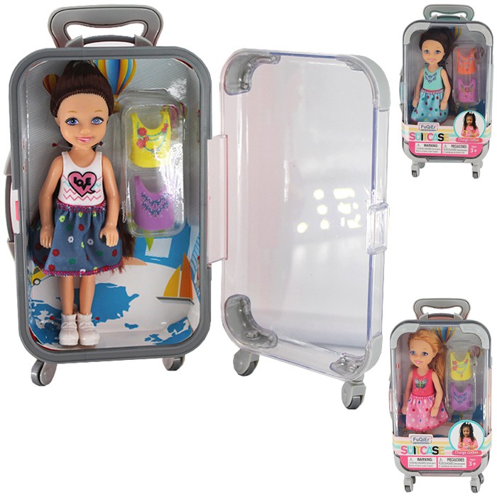 Кукла 300-29AJX с одеждой в чемодане