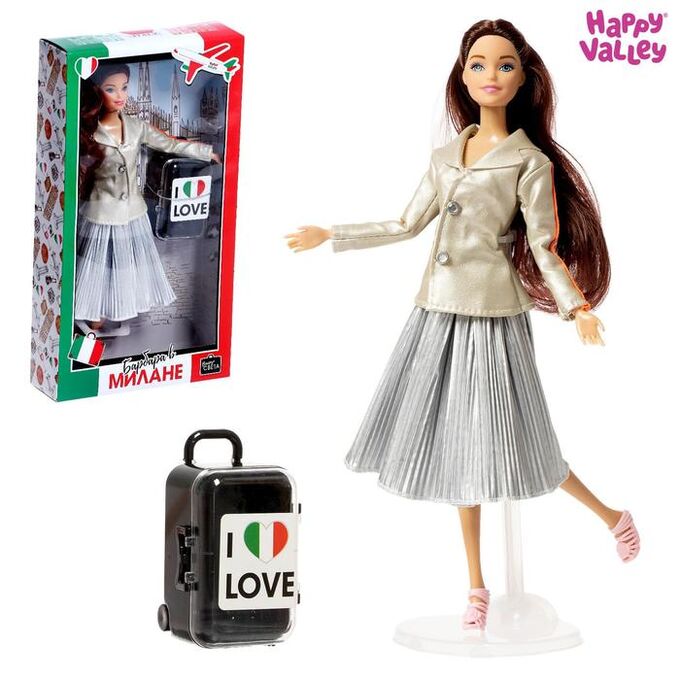 HAPPY VALLEY Кукла с чемоданом Барбара в Милане, серия Вокруг света SL-05307   5526581 (Вид 2)