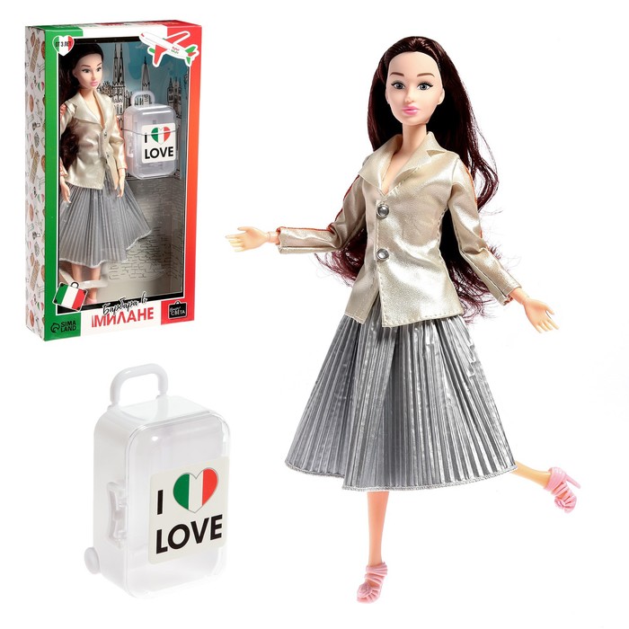 HAPPY VALLEY Кукла с чемоданом Барбара в Милане, серия Вокруг света SL-05307   5526581