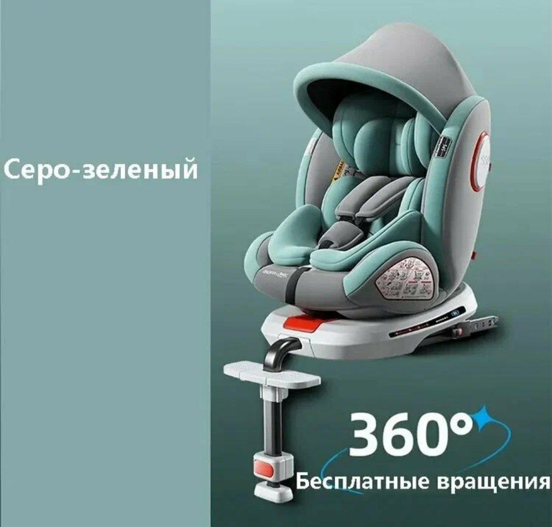 Автокресло с подножкой и козырьком,с изофиксами,360, бирюзовый