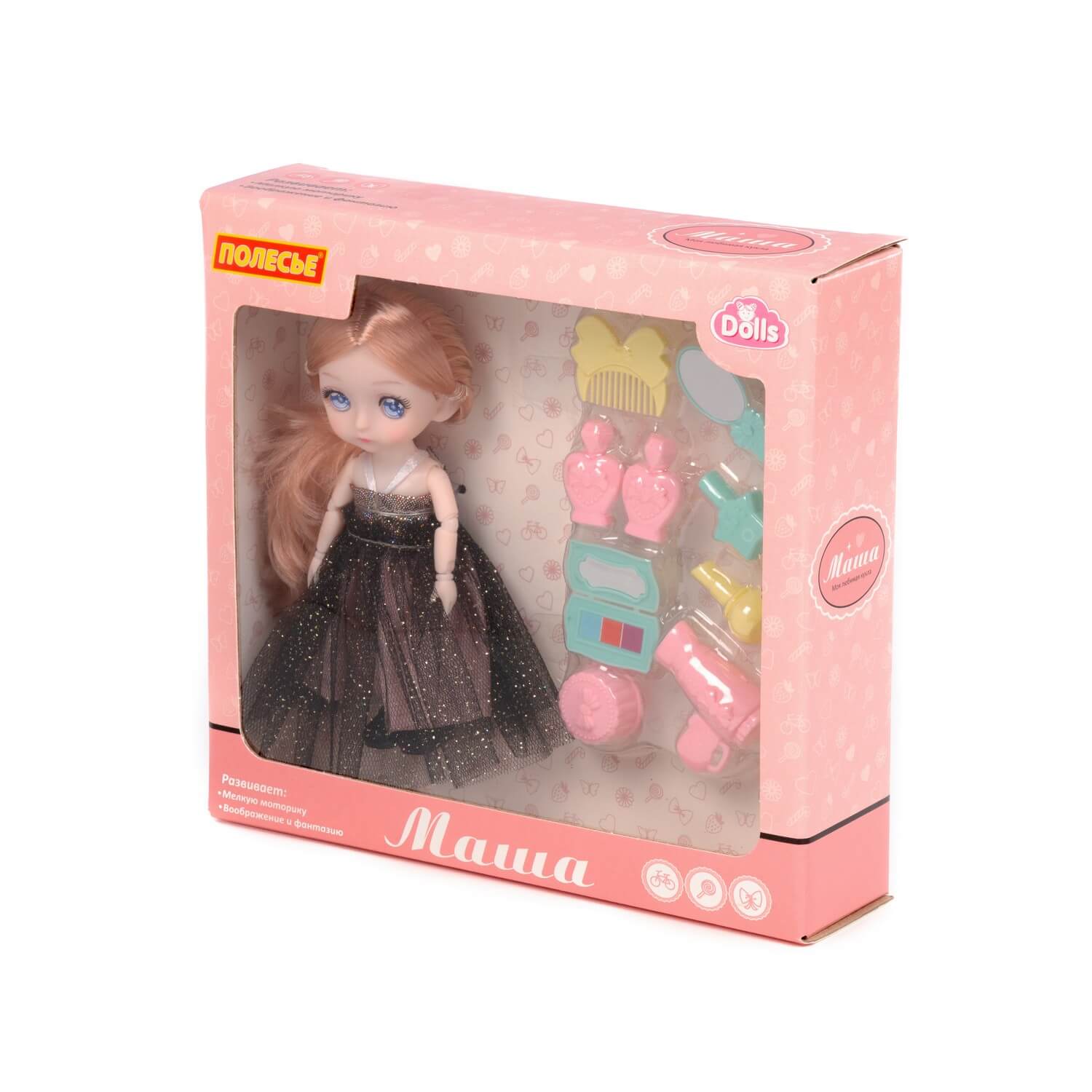 арт 03298, Кукла Маша (16 см) на балу + аксессуары (9 элементов) (в коробке №2)