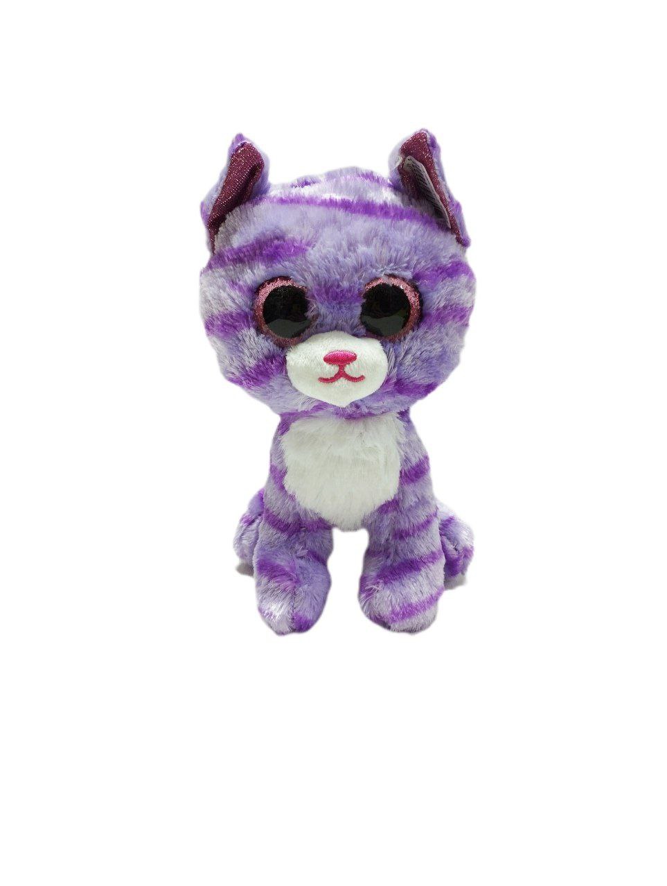 Мягкая игрушка глазастик 20 см. Котенок фиолетовый (Вид 2)