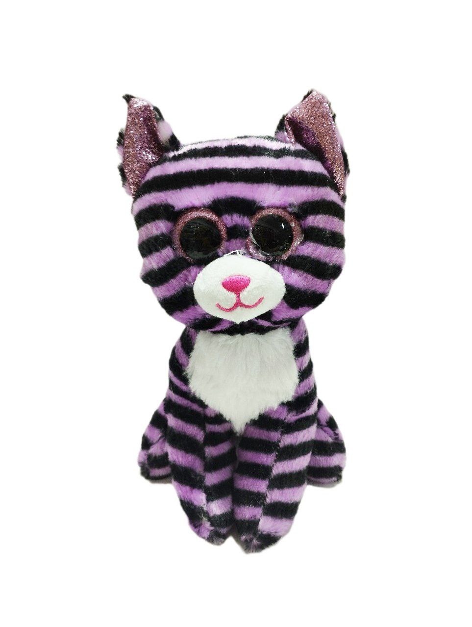 Мягкая игрушка глазастик 20 см. Котенок фиолетовый