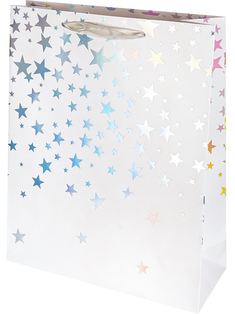 Dream Cards Пакет подар.с мат.лам.и тис.фол.26x32x10см(L)Зеркальный,звёздочки,210г ППК-4506