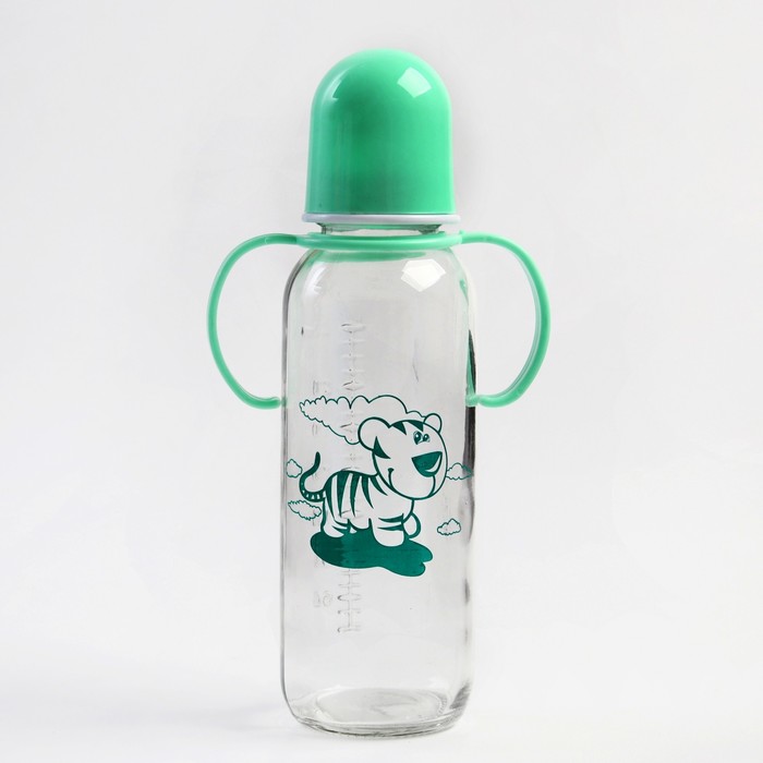 Бутылочка для кормления 250 мл., стекло, с ручками, цвет МИКС 4477640