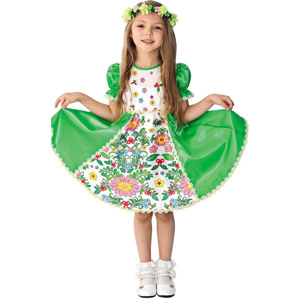 1034 к-18 Карнавальный костюм Весна (ободок, платье) размер 110-56 (Вид 1)