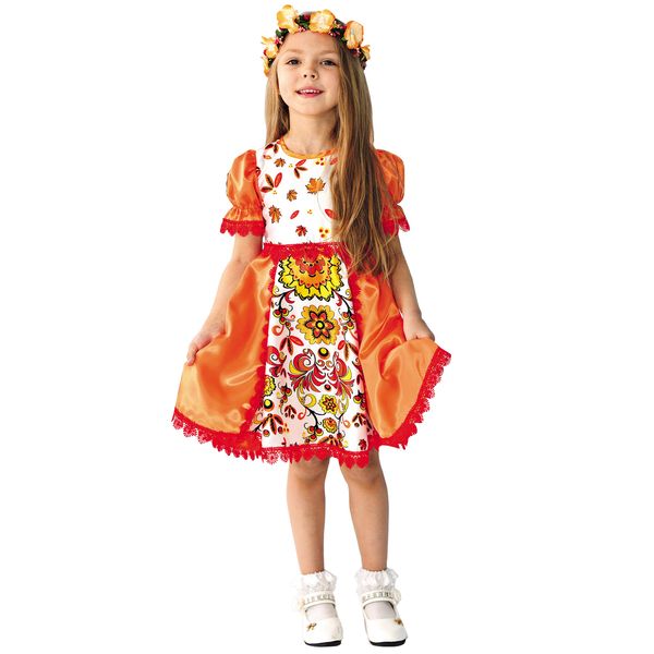 1035 к-18 Карнавальный костюм Осень (ободок, платье) размер 110-56