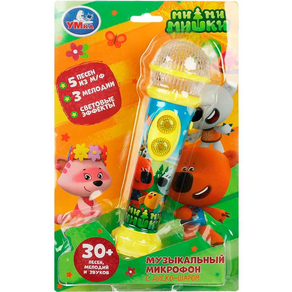 Музыкальный микрофон Ми-ми-мишки 30 песен,мелодий,звуков.диско-шар.блист.бат. Умка HT834-R15 (Вид 2)