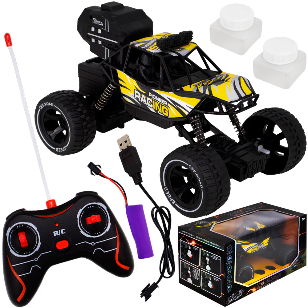 Машина на радиоуправлении Young Racer MK338-36 Вездеход, пускают мыльные пузыри, желтый в коробке (Вид 3)