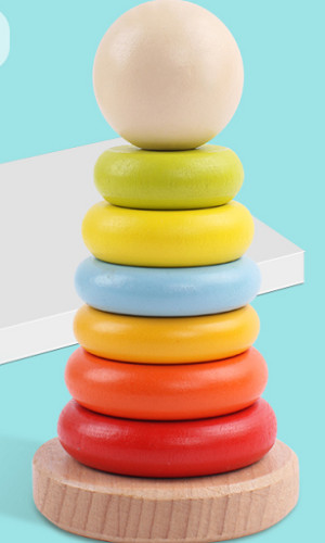Деревянная игрушка. Пирамидка. Цветная (15.4 см) (арт. ИД-8043)