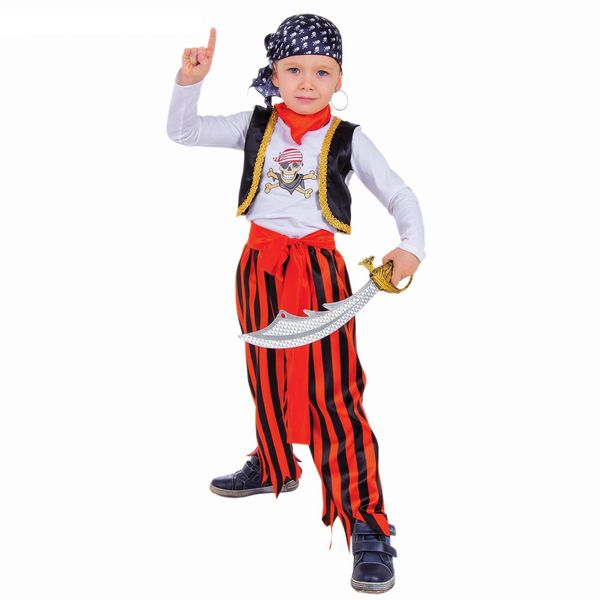 Пират (р-р 34, 9-12 лет; комплект: бандана, жилет, рубашка, пояс, штаны, кинжал)